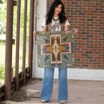 Fringe Cross Me Bandana Sage soft lightweight bandana with a sheer hand cowgirl
