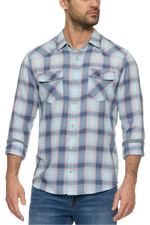 Muncie Vintage Washed Western Shirt HO25WS3099 Mens Flag & Anthem long sleeve plaid shirt Boltranchstore.com Free Shipping