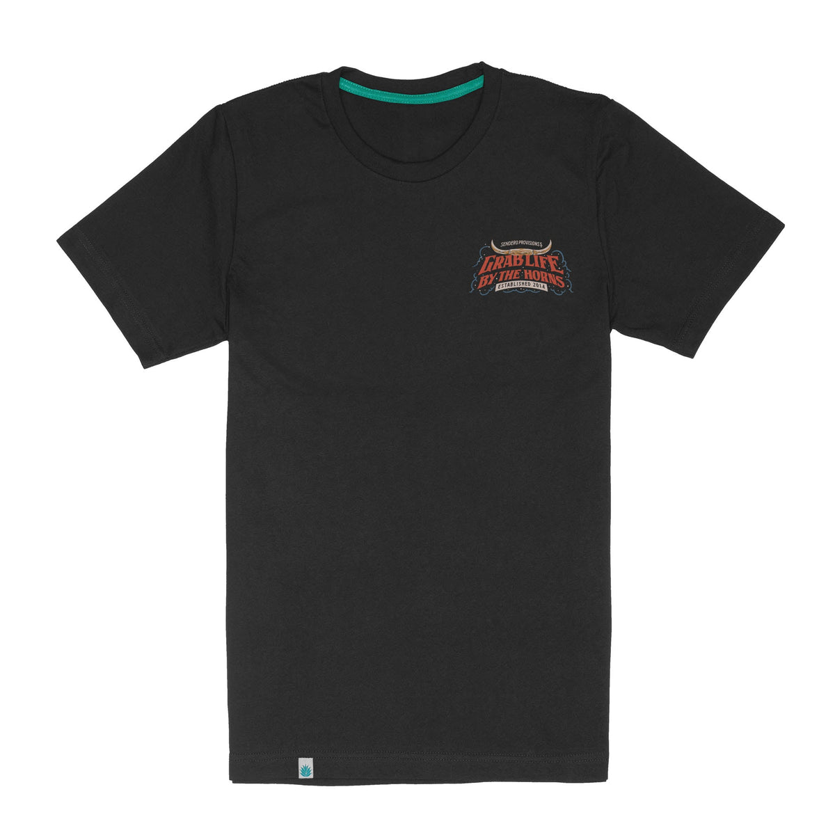 Sendero Grab Life T Shirt Black Grab Life artwork printed on a classic tee for everyday ranch wear Kamas