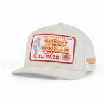 Sendero Bienvenidos Hat White white snapback cap with the Bienvenidos design western fashion Utah SKU SPCH126H12AZZ