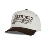 Sendero Milkin Rattlesnakes Hat Cream Brown cream and brown snapback cap with the Milkin Rattlesnakes design western fashion Utah SKU SPCH126H14BZZ