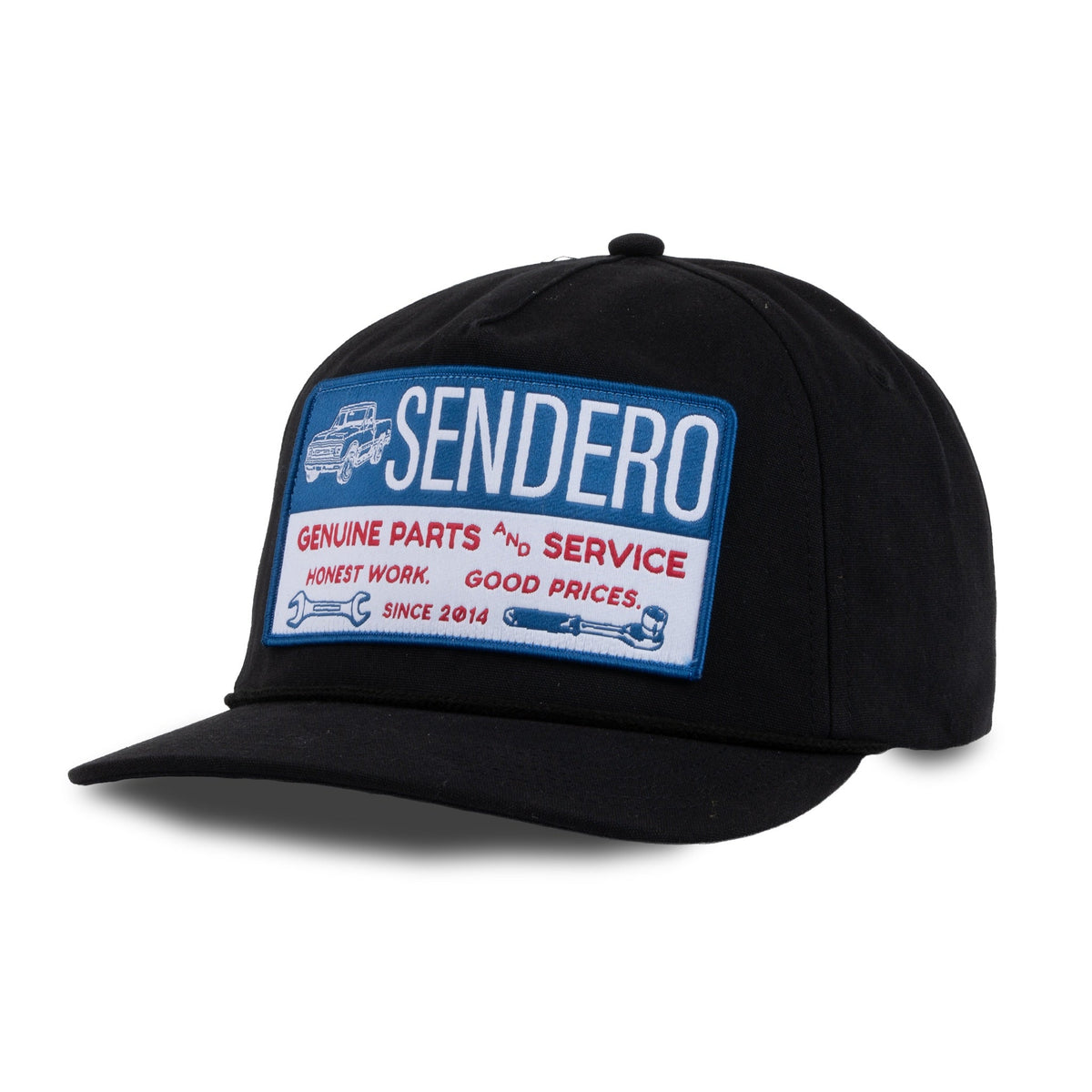 Sendero Genuine Parts Hat Black black snapback cap with the Genuine Parts design western fashion Utah SKU SPCH126H16BZZ