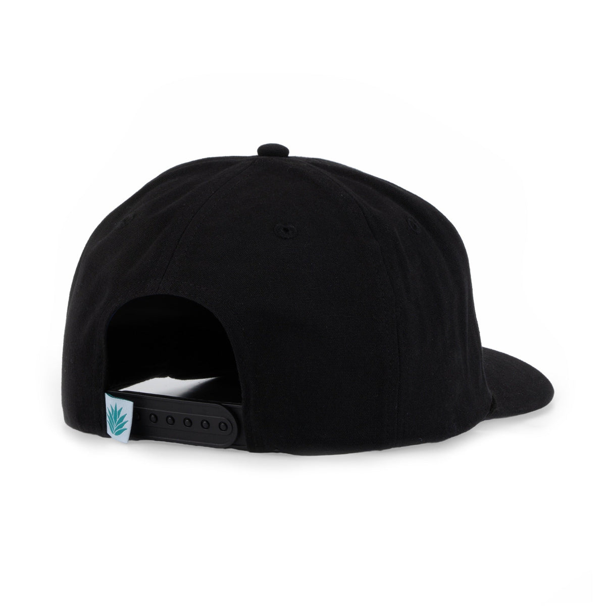 Sendero Genuine Parts Hat Black flat bill cap with the Sendero agave tag stitched at the back cowboy