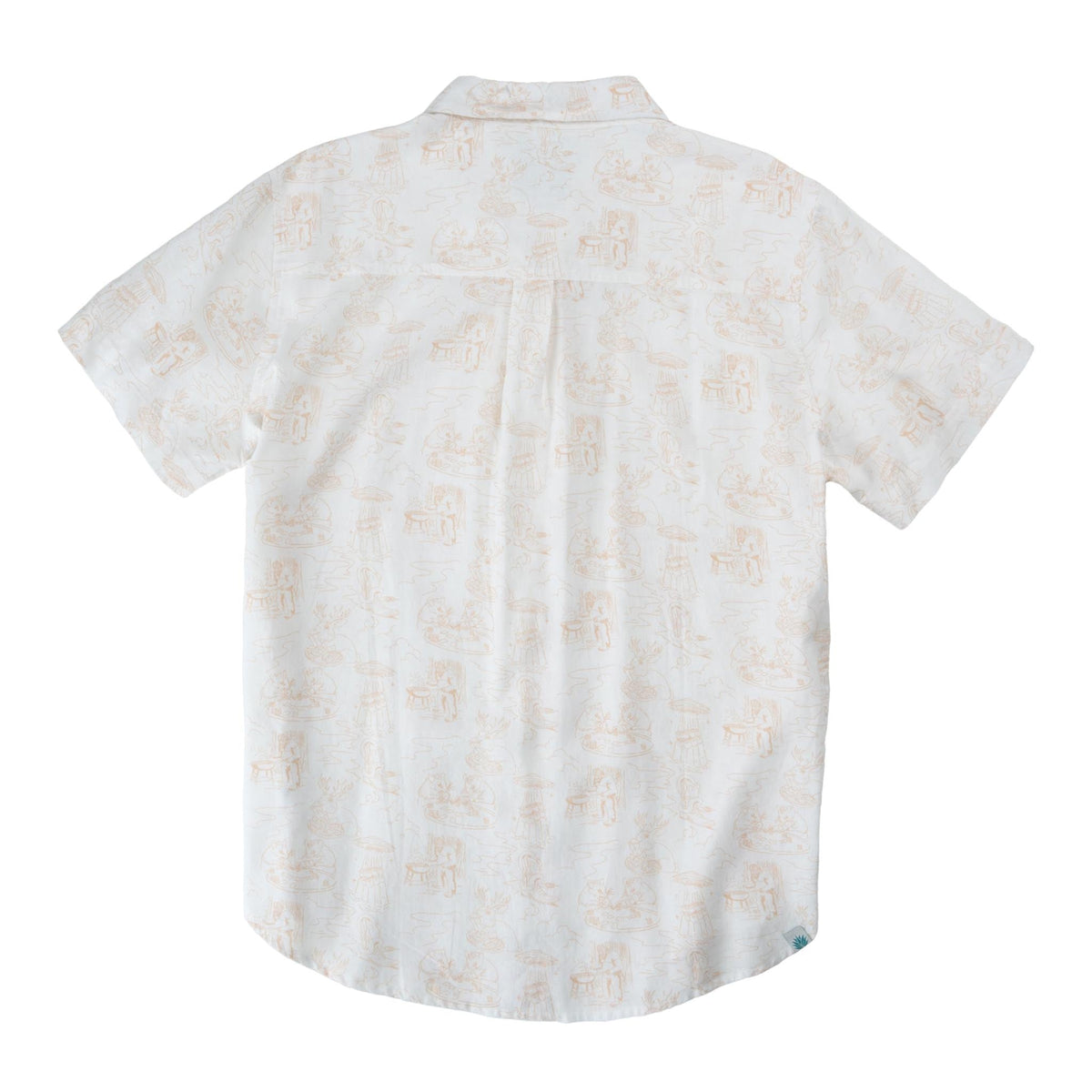 Sendero City Slicker Button Up Short Sleeve Mythical Critters Cream western print shirt for summer rodeos and music festivals ranch wear