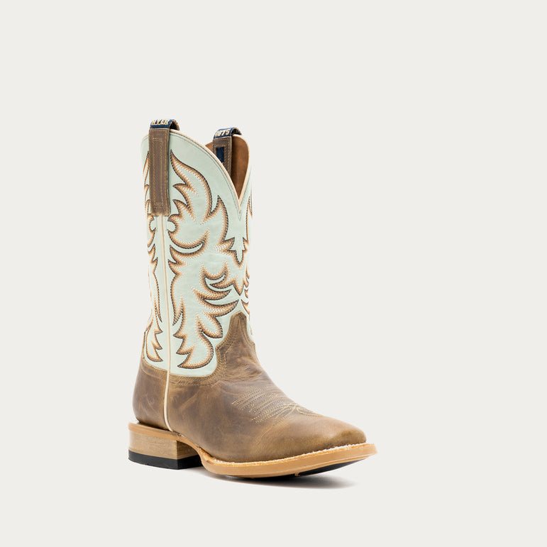 Hyer Womens Topeka Tan Boot a robin egg green embroidered shaft tan vamp in an 11 inch boot 