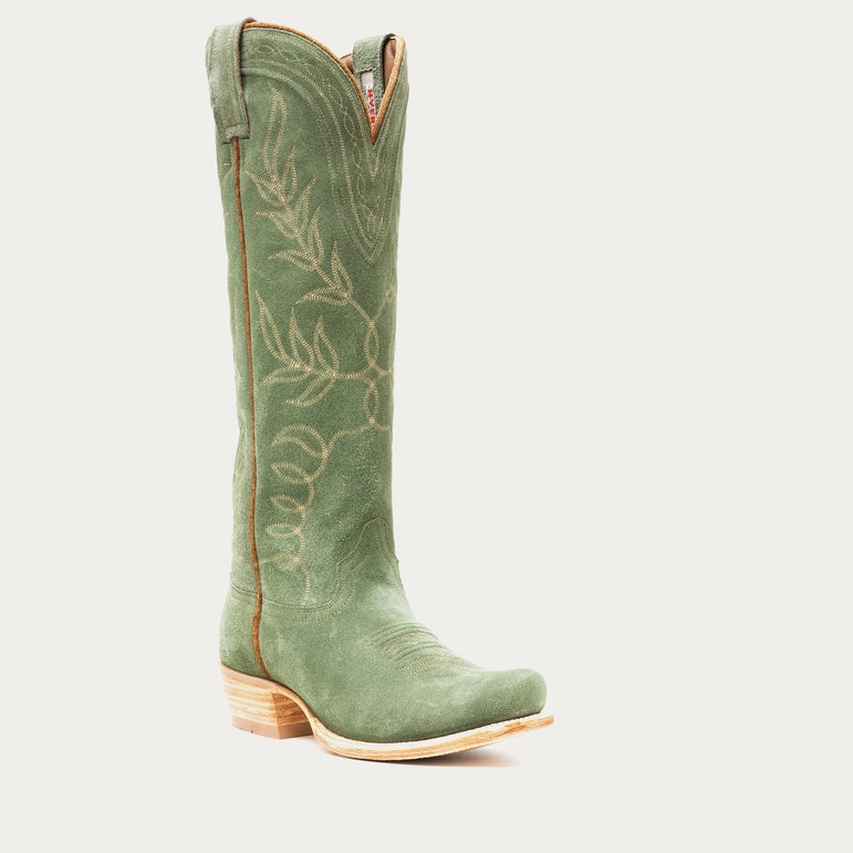 Hyer womens Abbyville Mint Green cowboy boot with floral embroidery 
