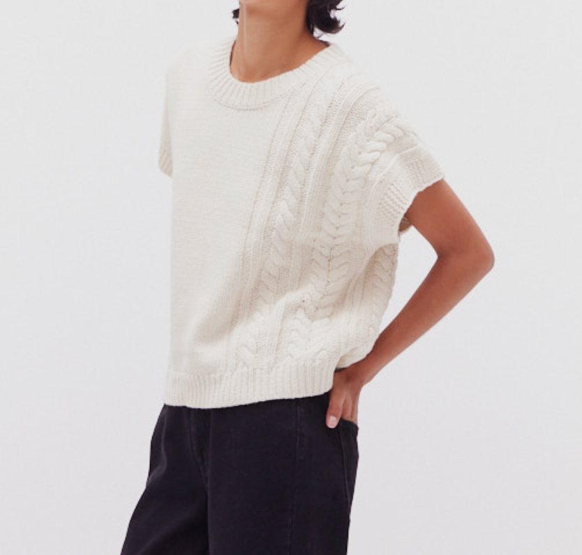 Hannah Sweater Vest 41862 womens short sleeve sweater spring summer top white boltranchstore.com 