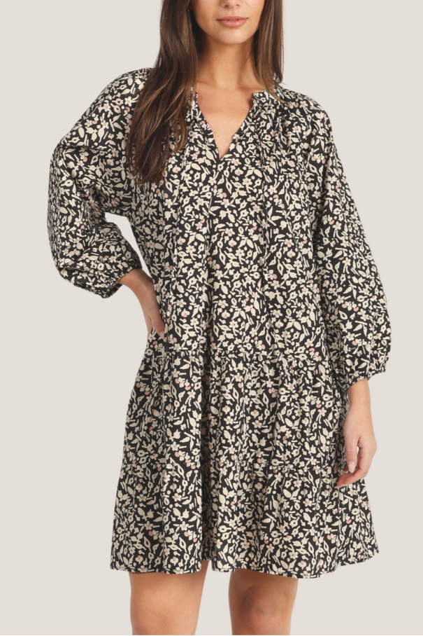Dylan Harper Dress womens mini black floral dress fall 2025 Boltranchstore.com