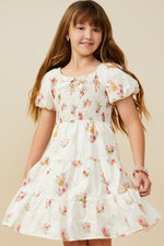 Hayden Girls Smocked Floral Dress - Cream Find this at Boltranchstore.com