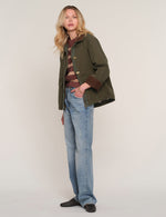 Heartloom Matin Jacket Olive long line fit with zipper front and patch pockets womens western clothing