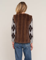 Heartloom Zamata Vest Walnut soft plush pile texture in rich brown ranch wear