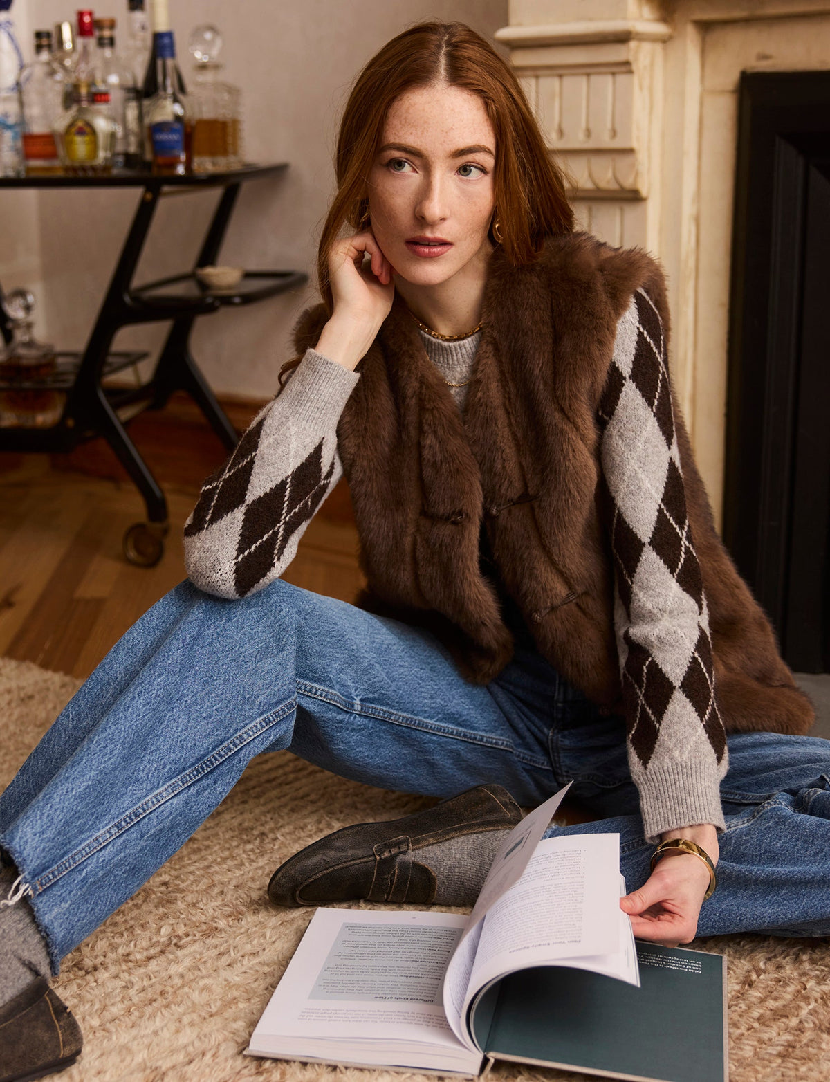 Heartloom Zamata Vest Walnut faux fur layer for rodeo season and western fashion Park City