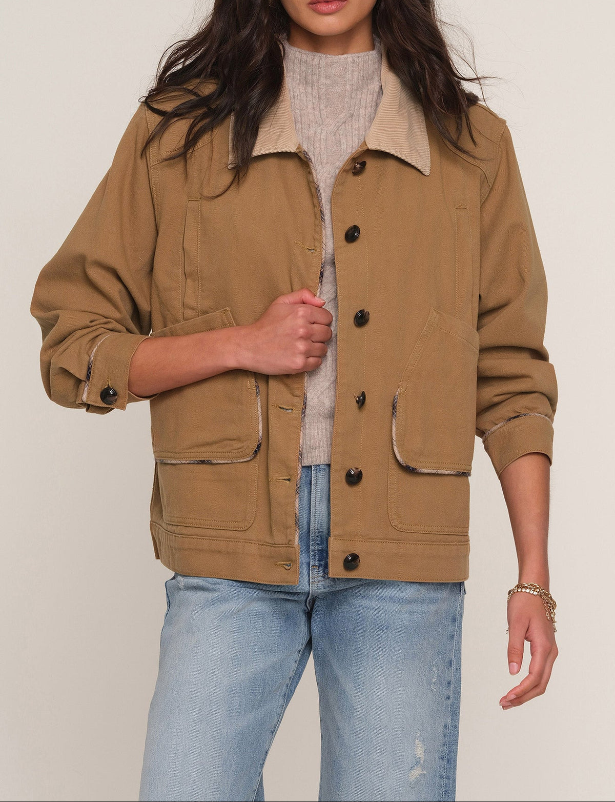 Heartloom Basha Jacket Tan tan washed cotton twill jacket womens western boutique Utah SKU 268U05A