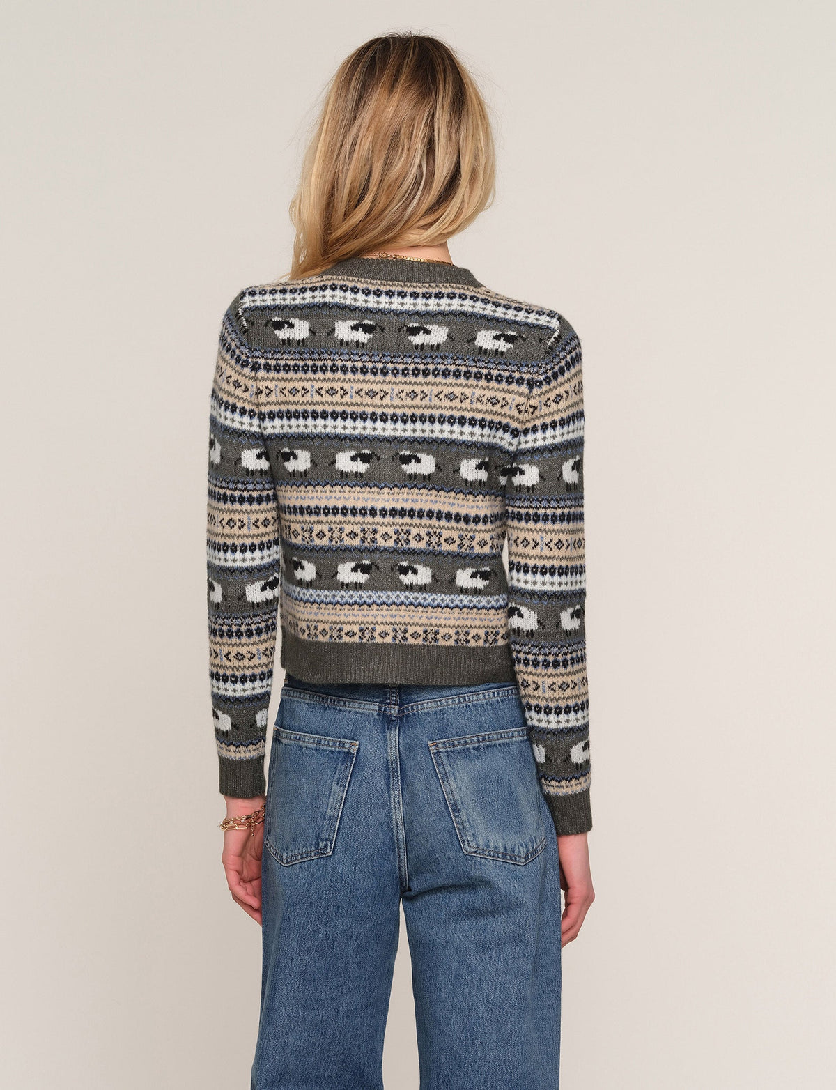 Heartloom Cole Cardi sheep pattern knit throughout the body