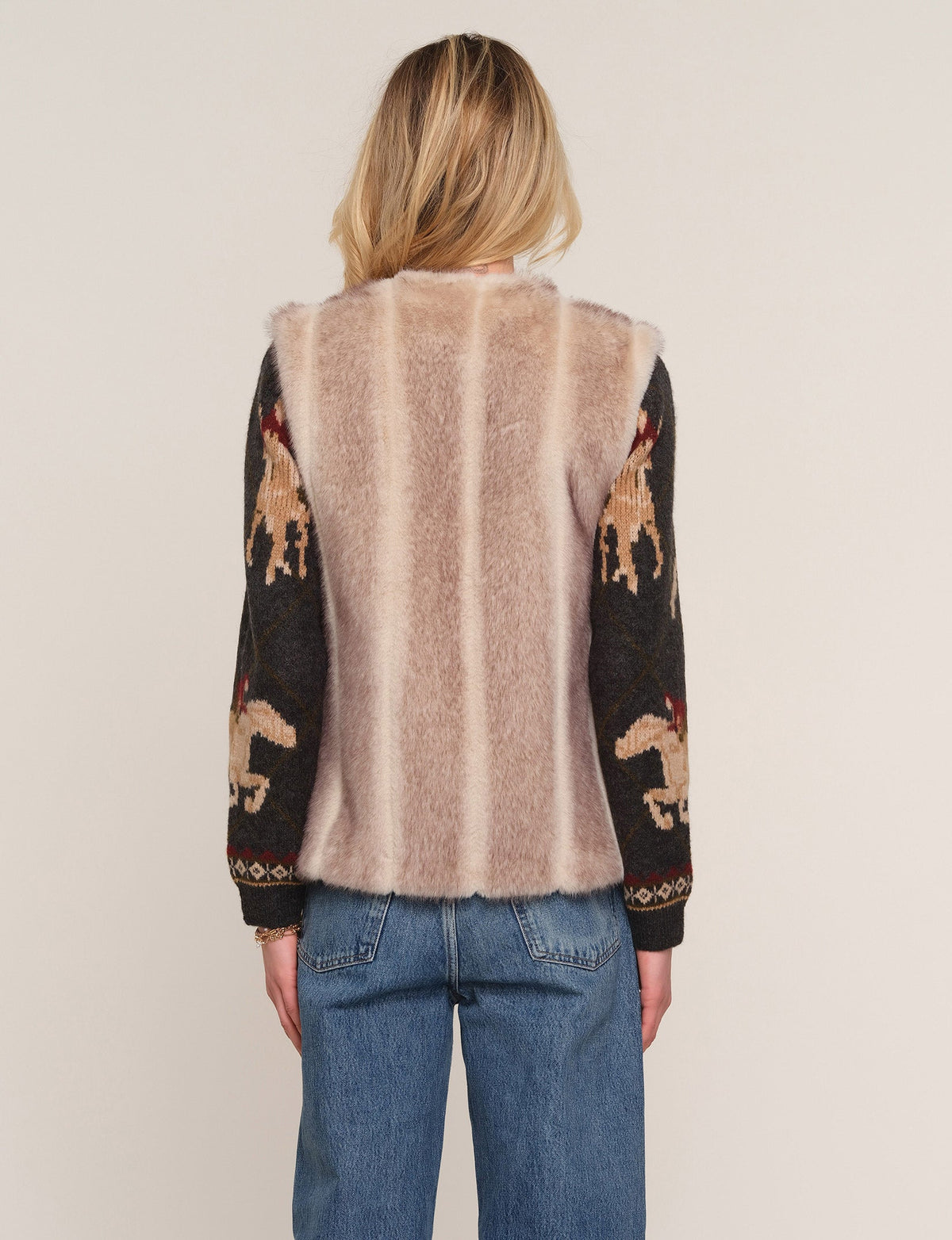 Heartloom Zamata Vest Blonde plush vest for layering over sweaters cowgirl winter style Park City
