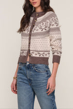 Morrie Cardi is a crew neck cardigan with a relaxed fit womens brown cream free shipping at Boltranchstore.com popular viral