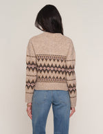 Heartloom Carlson Cardi Oat winter jacquard pattern knit across the body