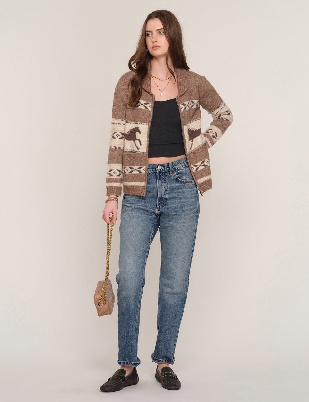 Heartloom Elian Cardi shawl neck zip front cardigan in a relaxed fit womens western clothing
