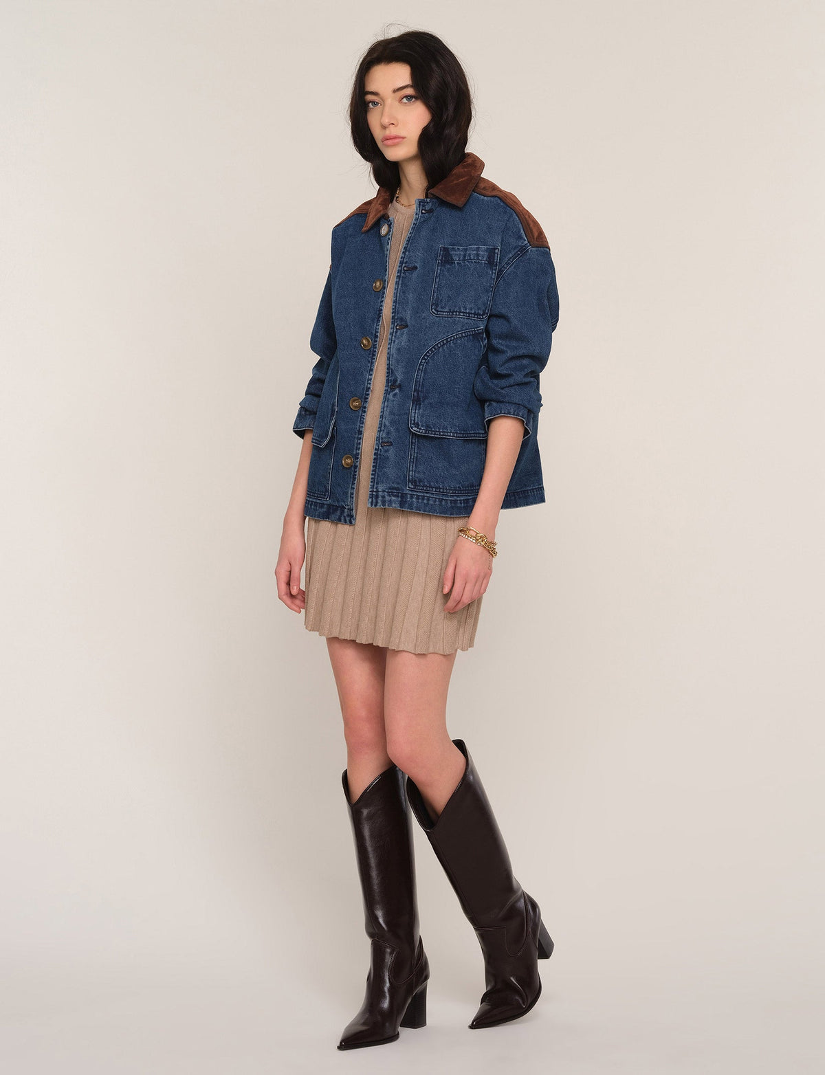 Heartloom Mirabel Jacket relaxed fit jean jacket with oversized patch pockets womens western clothing