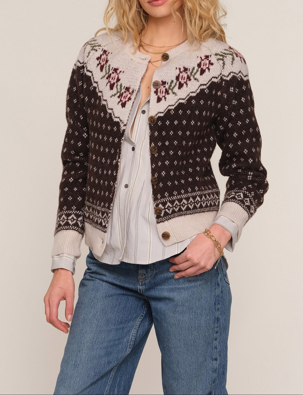 Heartloom Karisa Cardi crew neck button front cardigan in a relaxed fit womens western clothing
