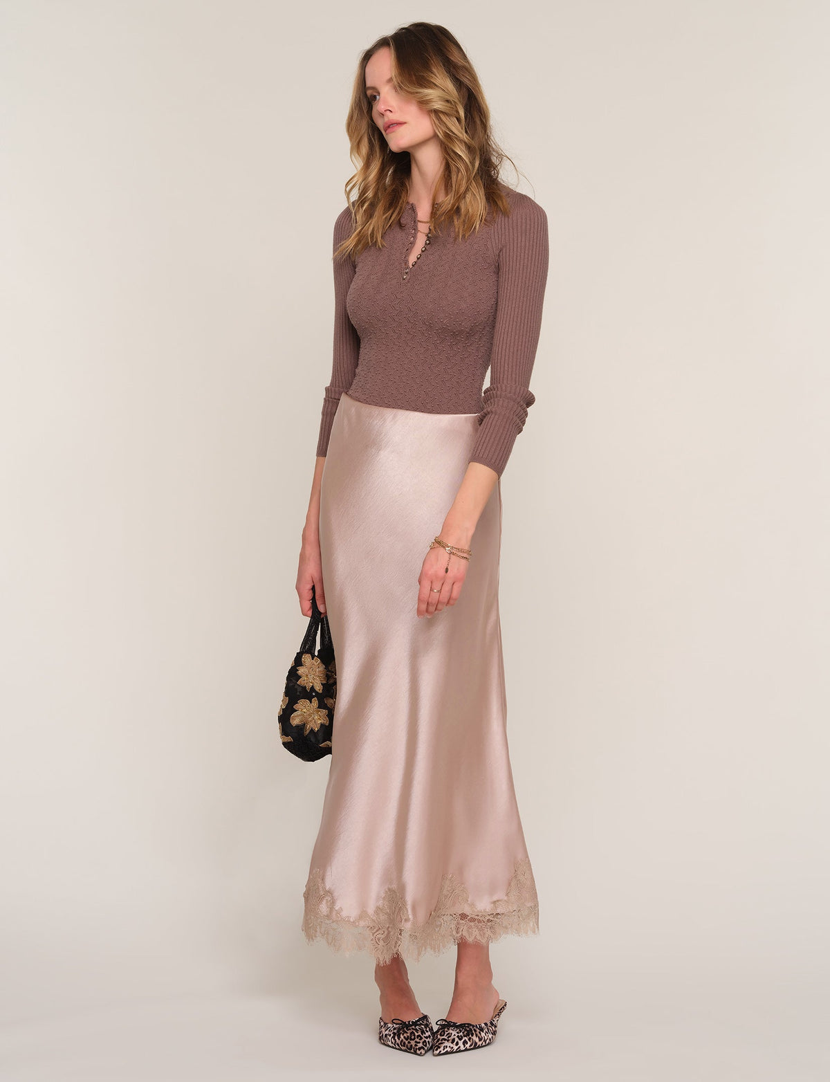 Heartloom Mara Skirt Boudoir boudoir pink washed satin skirt womens western boutique Utah SKU 268RG7A