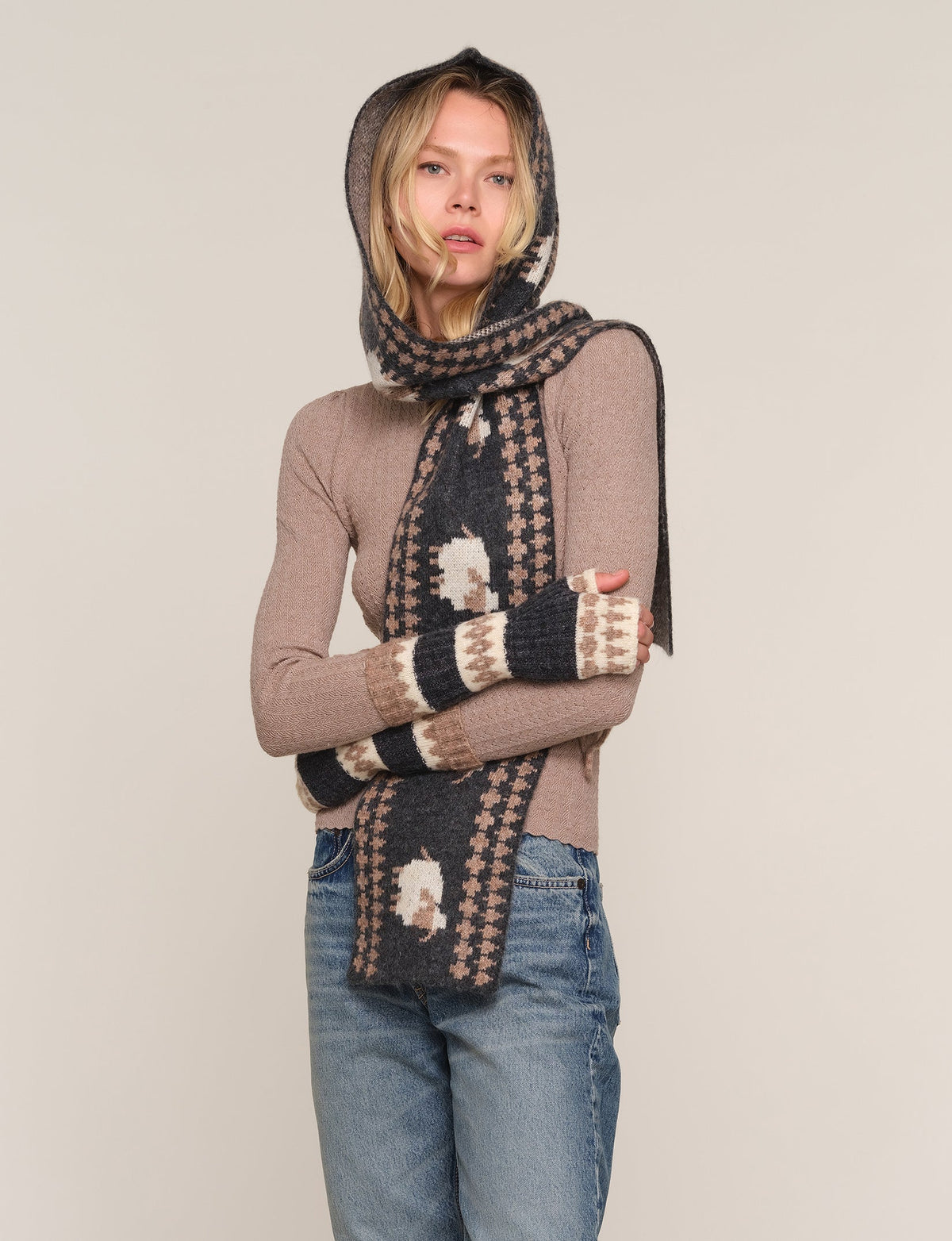 Heartloom Doria Scarf soft knit scarf ends that wrap at the neck ranch wear
