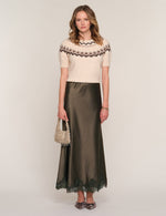 Heartloom Mara Skirt Olive olive green washed satin skirt womens western boutique Utah SKU 268RG7B