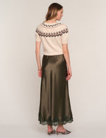 Heartloom Mara Skirt Olive satin skirt to pair with knits and boots western fashion Kamas