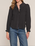 Heartloom Blythe Top Black black washed cotton voile blouse womens western boutique Utah SKU 268BE5B