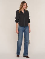 Heartloom Blythe Top Black lace trimmed self collar detail cowgirl blouse