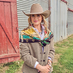 Fringe Ride Em Cowboy Silk Scarf Jade 100 percent 12mm satin silk in jade western clothing