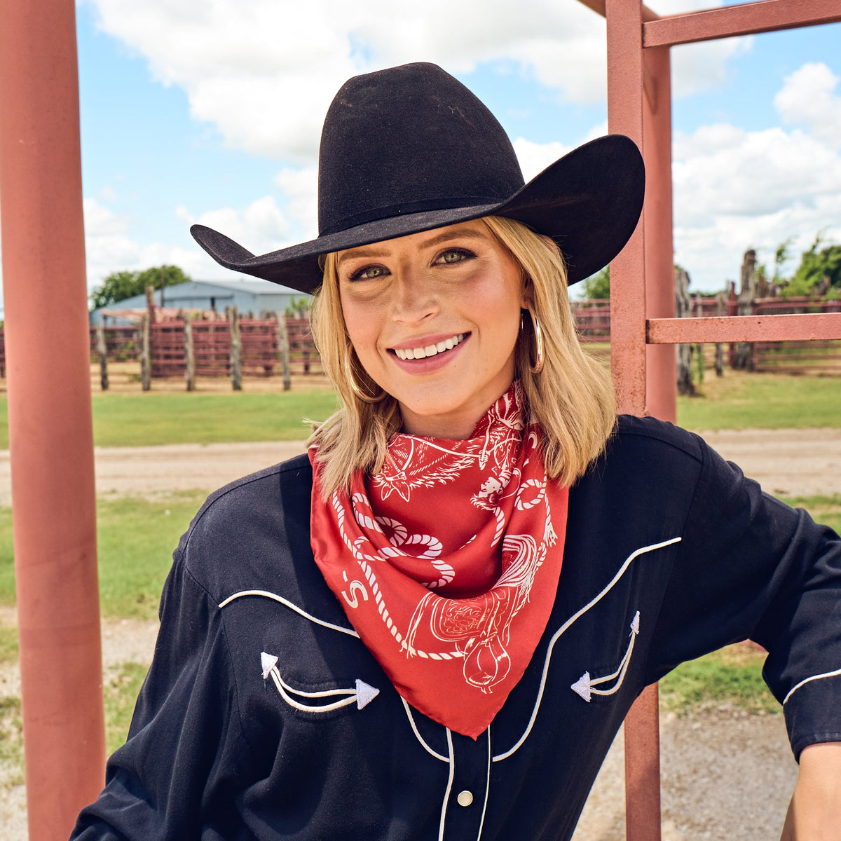 Fringe Hi Yo Silver Silk Scarf Red folds into a triangle to tie cowboy style Utah