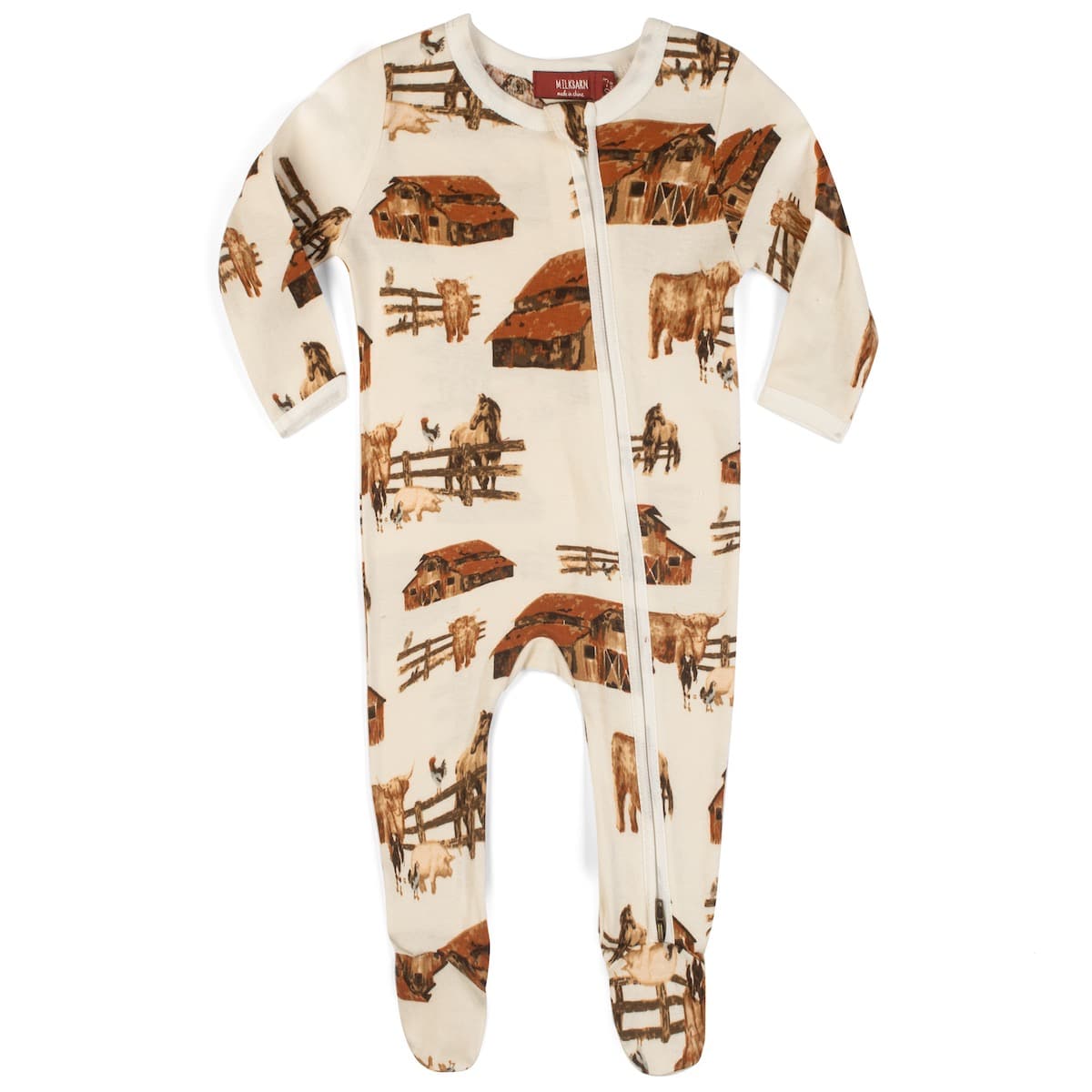 Homestead Organic Cotton Zipper Footed Romper western boutique