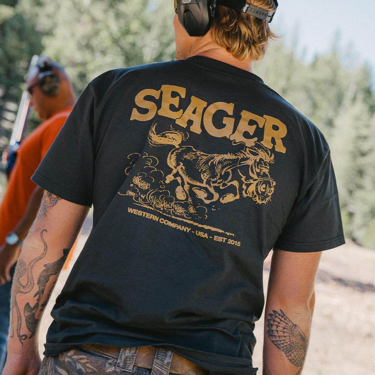 Seager Horse Fried Tee Vintage Black faded black tee for rodeo weekends Park City