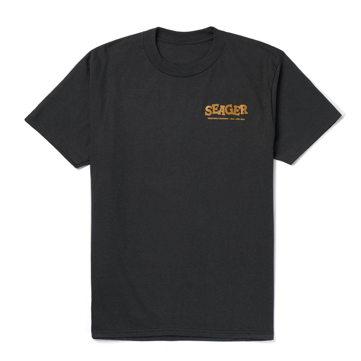 Seager Horse Fried Tee Vintage Black horse artwork printed across the back ranch wear