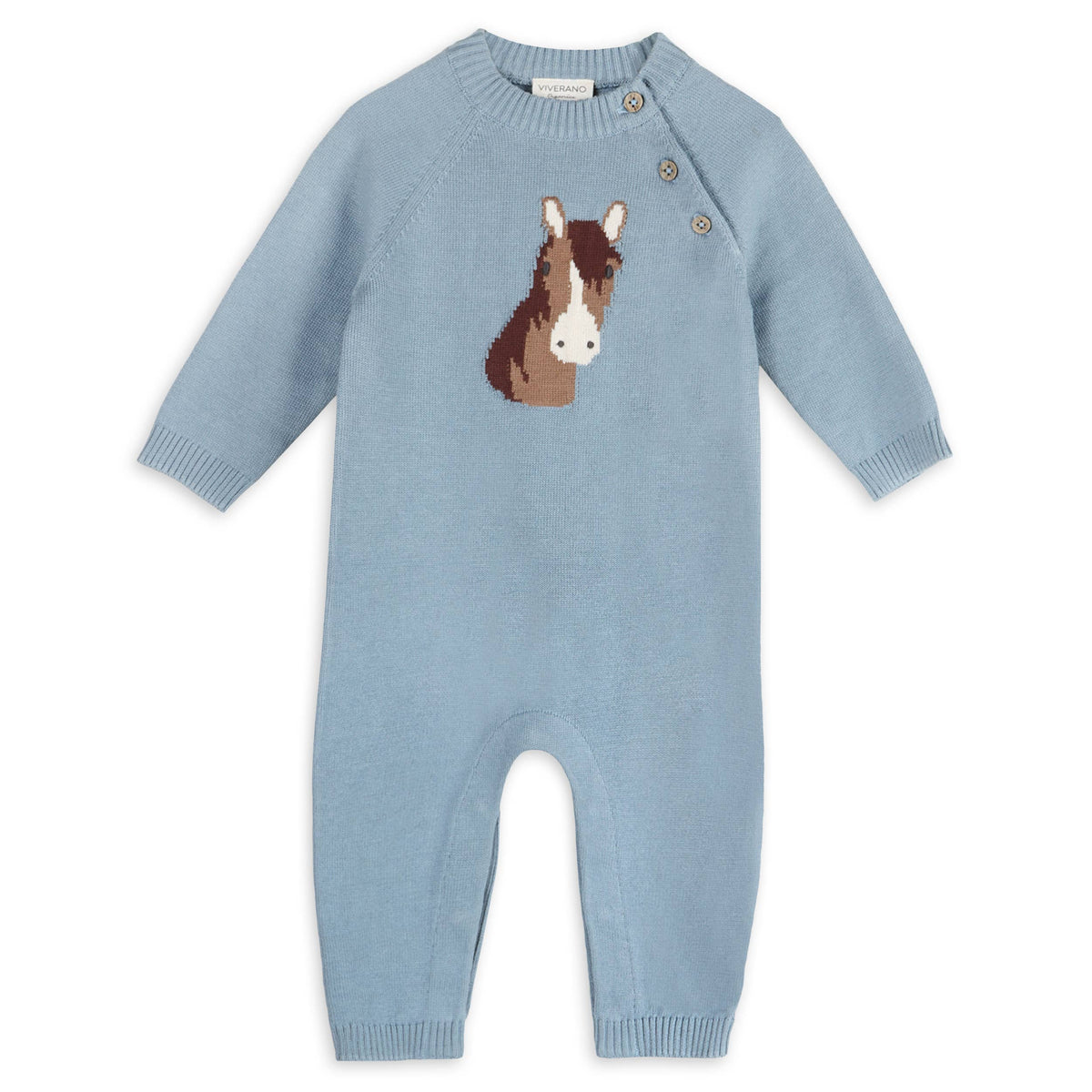 Horse Face Jacquard Knit Baby Jumpsuit bolt ranch store western baby clothing