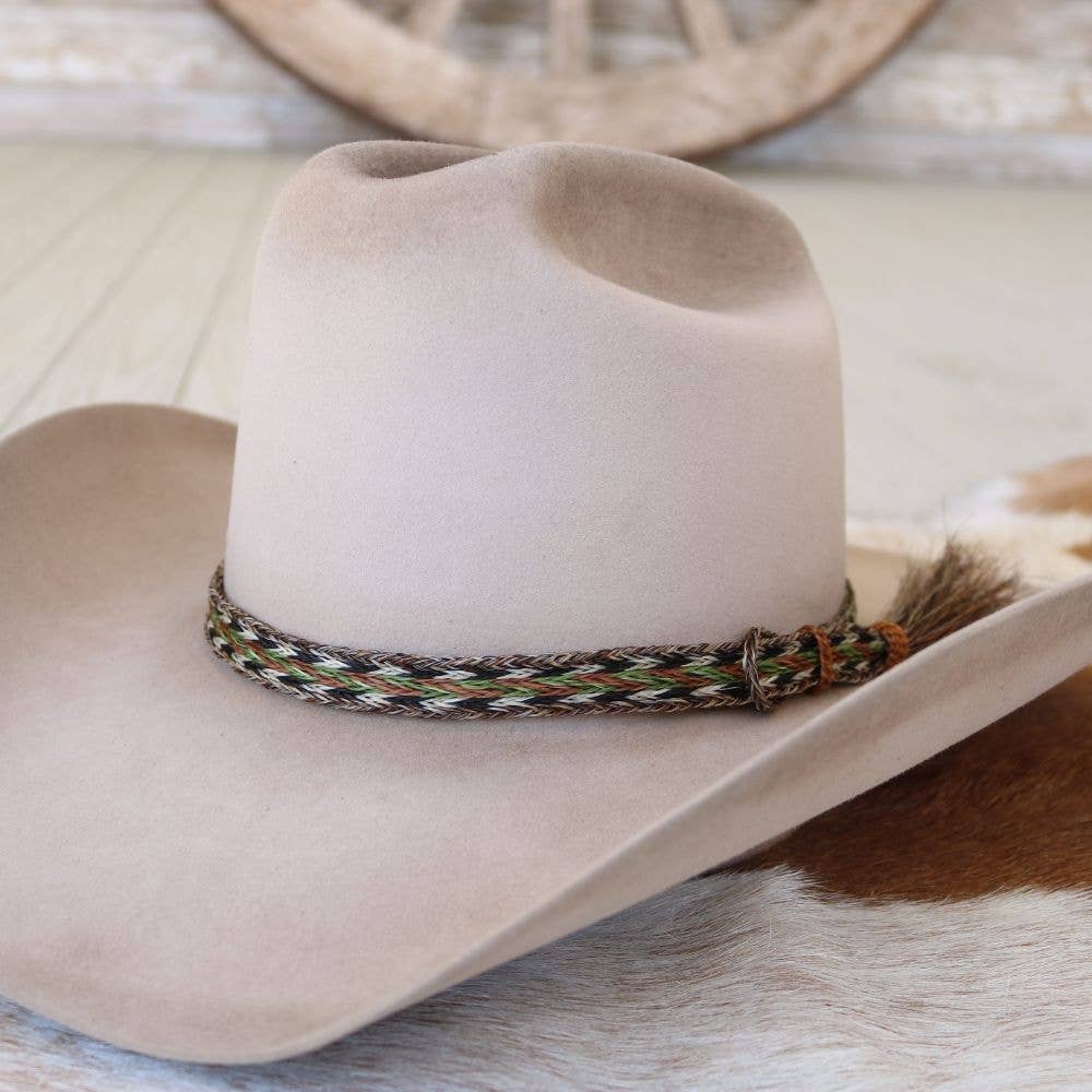 Horsehair Green Braided Tassel Hat Band