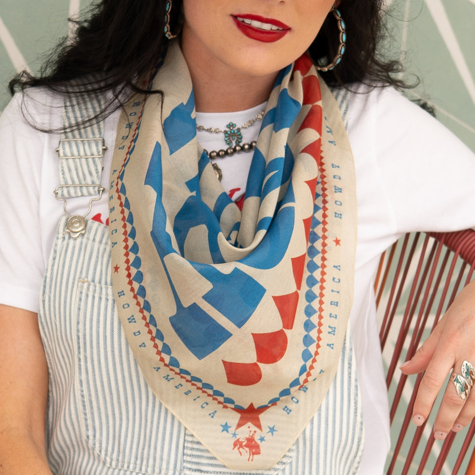 Fringe Howdy America Bandana womens neck scarf western fashion Boltranchstore.com