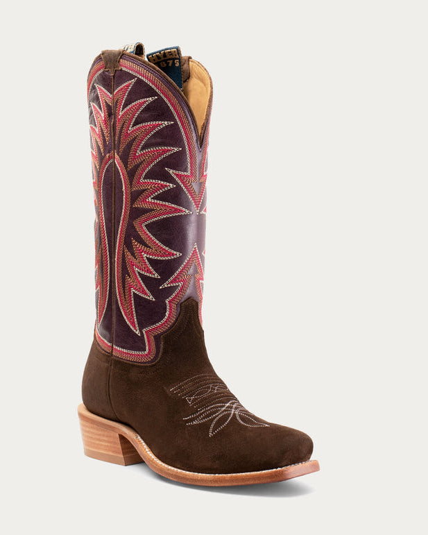 Crafted for the bold and fearless cowgirl, our Rose Hill design combines killer looks with expert construction for all-day comfort — in style. Features Cutter Toe with 13" eggplant Shaft in a chocolate roughout at boltranchstore.com