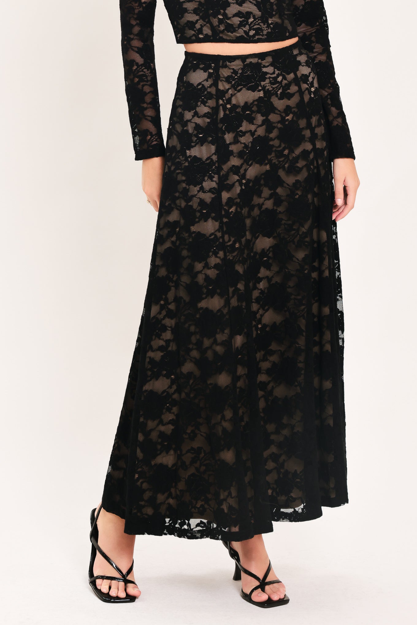 Utah womens western boutique rodeo fashion Noir Lace Moonrise Woven Lace Circle Skirt SKU IK7888 Boltranchstore.com free shipping