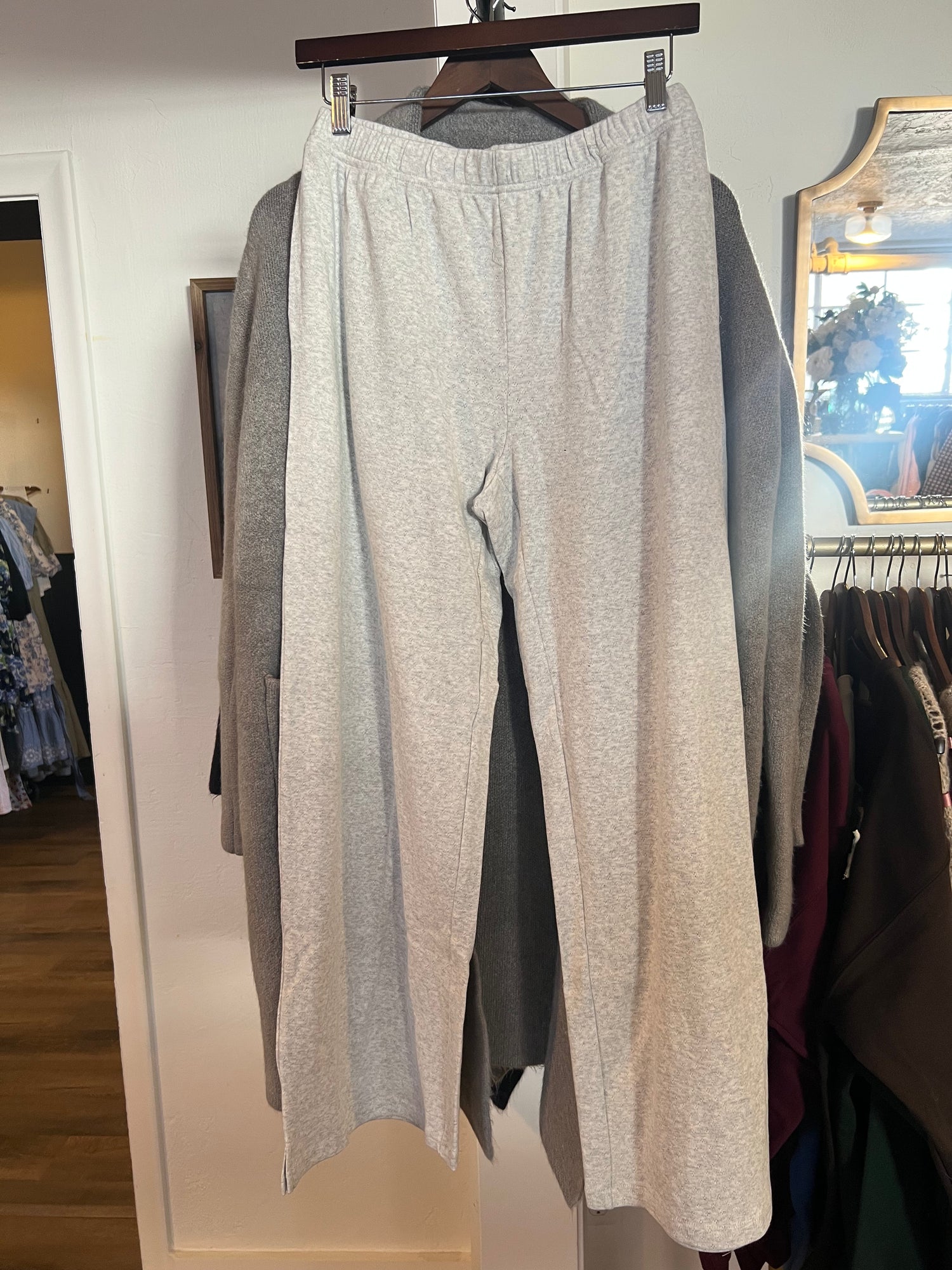 boltranchstore.com Bolt Ranch pointelle heathered grey culotte pants 100% cotton 