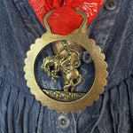 Fringe Slide Harnessed Bronc Rider slide back lays flat to keep it from spinning western fashion