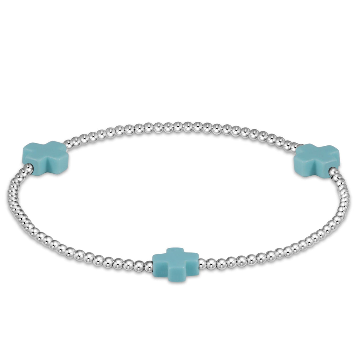 enewton Signature Cross 2mm Sterling Bracelet Turquoise three turquoise cross charms on sterling silver beads womens western boutique Utah cowgirl SKU BSC2SST