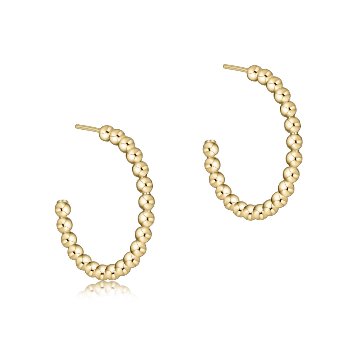 enewton Beaded Classic 1 Inch Post Hoop 2mm Gold pair of gold filled beaded hoop earrings with post backs womens western boutique Utah SKU EBECL1PHG2