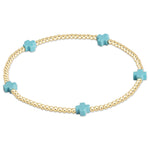enewton Signature Cross Small 2mm Gold Bracelet Turquoise turquoise cross charms spaced around 2mm gold filled beads womens western boutique Utah cowgirl SKU BSCSM2GT