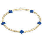 enewton Signature Cross Small 2mm Gold Bracelet Cobalt royal blue cross charms spaced around 2mm gold filled beads womens western boutique Utah cowgirl SKU BSCSM2GCOB