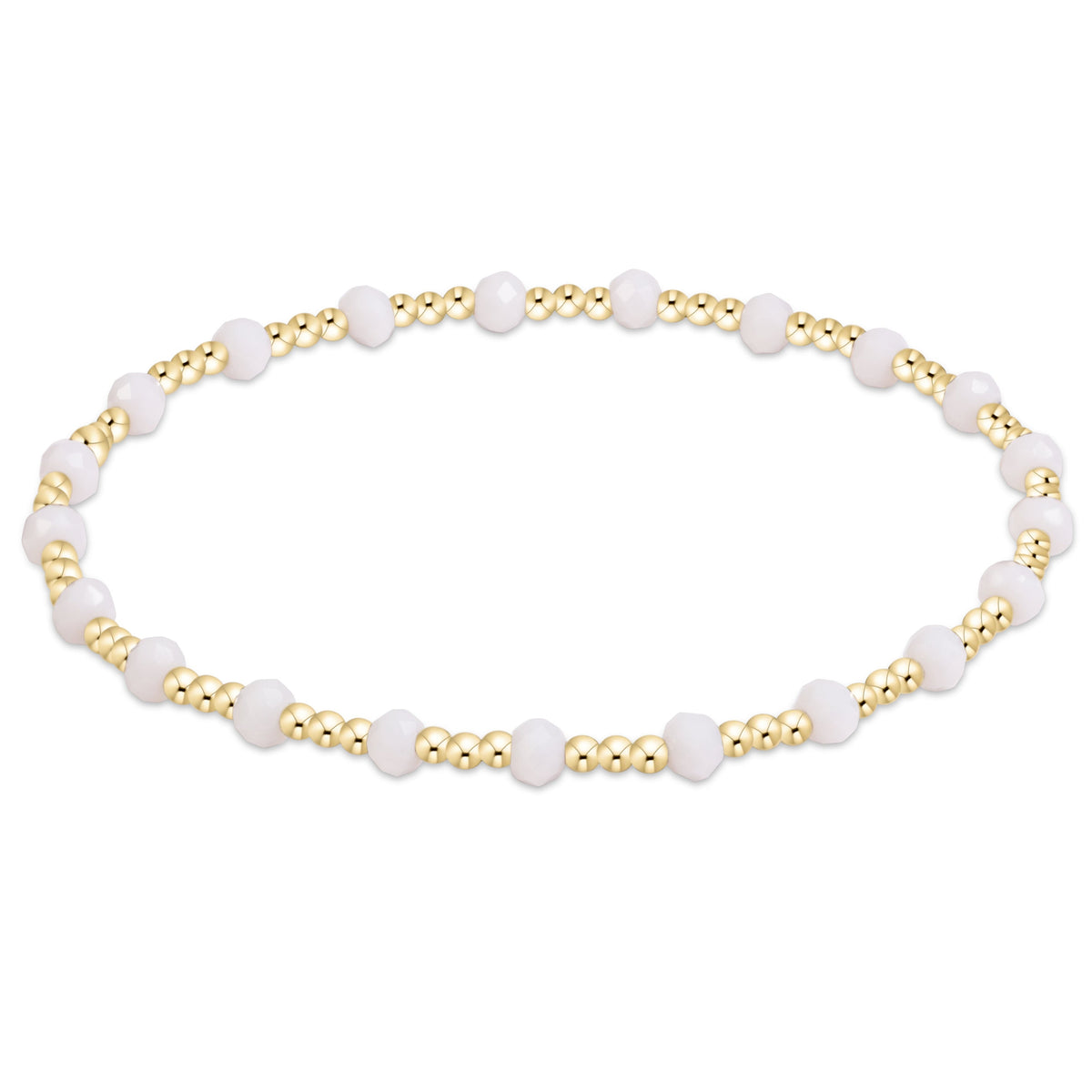 enewton Gameday Flirty Sincerity Bracelet White white crystal beads alternating with 14kt gold filled beads stretch bracelet for game day stacking womens western boutique Kamas Utah SKU BGDFLSINWHI