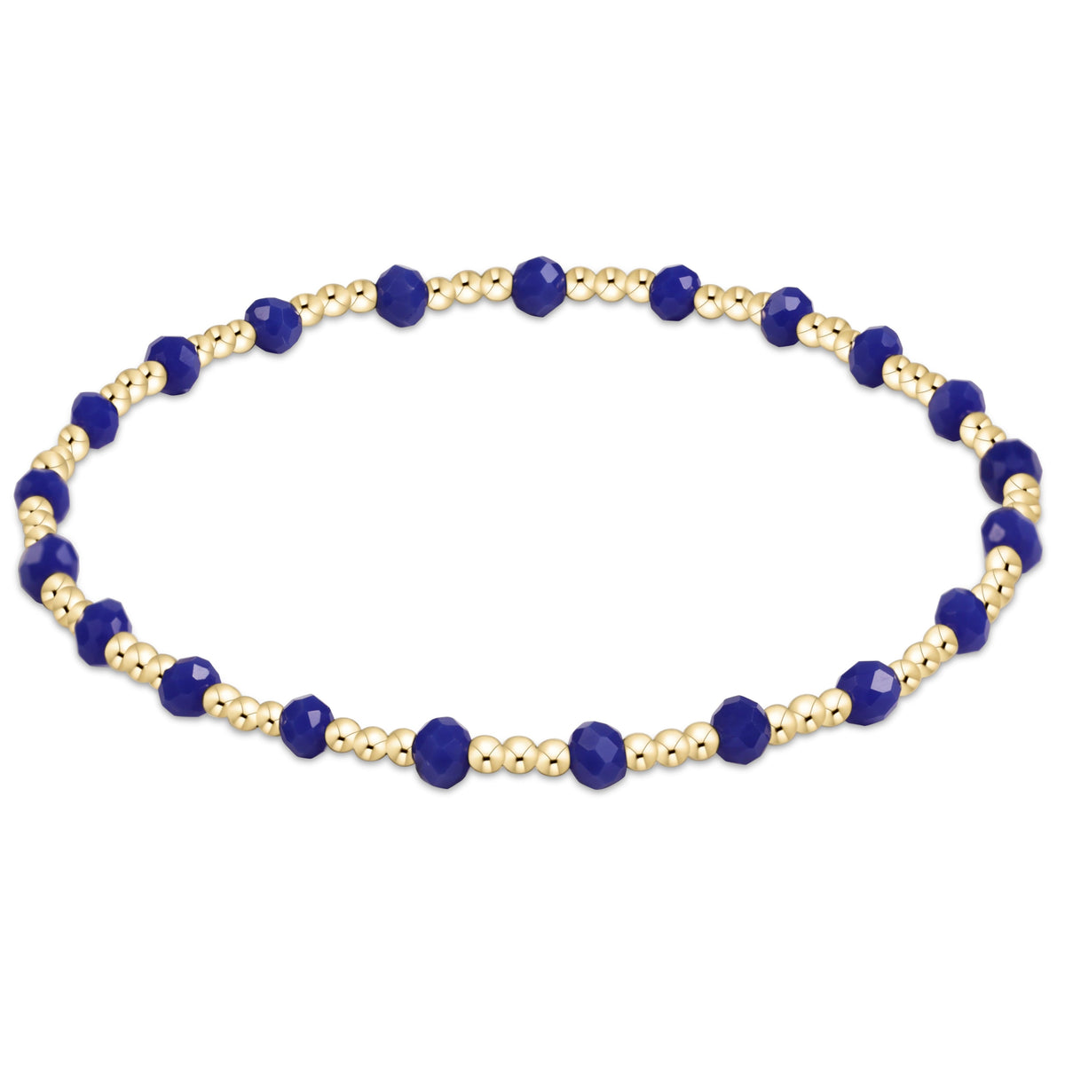 enewton Gameday Flirty Sincerity Bracelet Blue deep blue crystal beads alternating with 14kt gold filled beads stretch bracelet for game day stacking womens western boutique Utah SKU BGDFLSINB