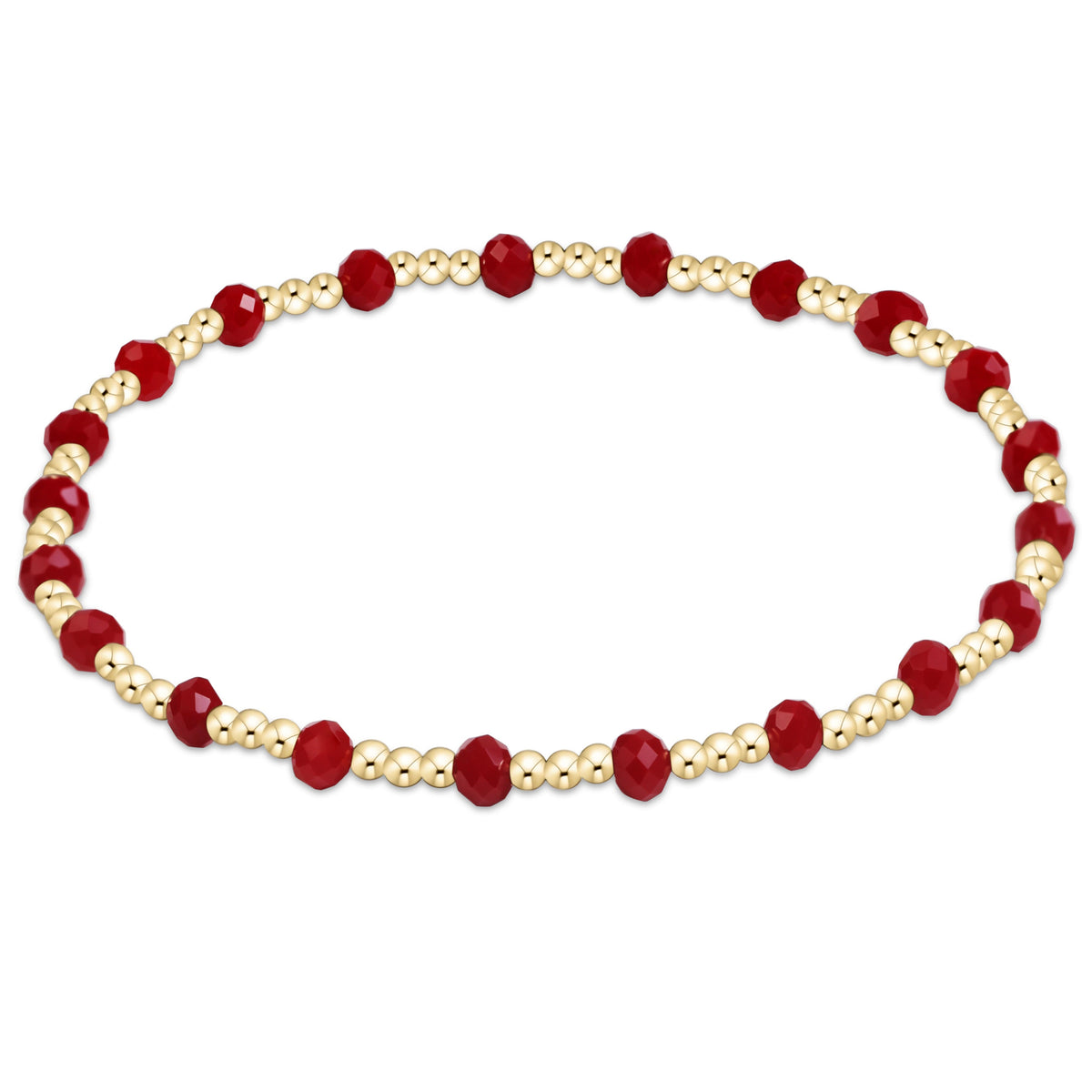 enewton Gameday Flirty Sincerity Bracelet Crimson crimson crystal beads alternating with 14kt gold filled beads stretch bracelet to stack for game day and rodeo western fashion Utah SKU BGDFLSINCRM