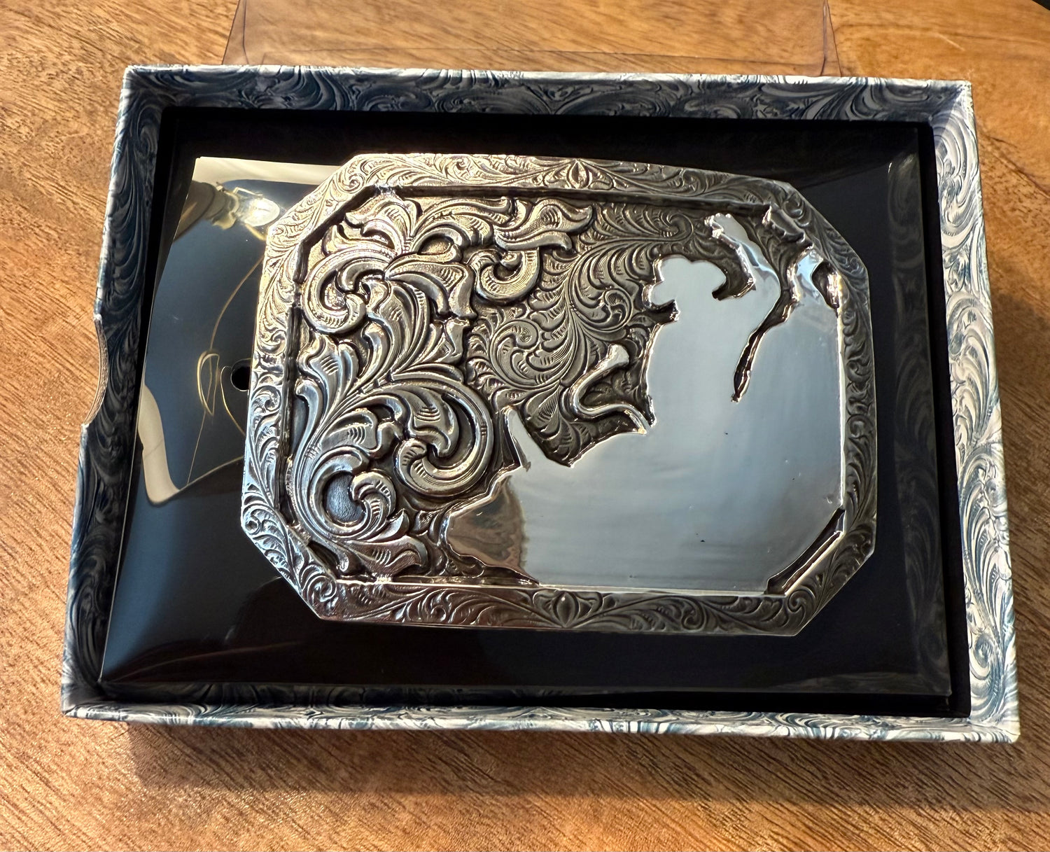 Crumrine Rectangle Buckle Floral Bullrider